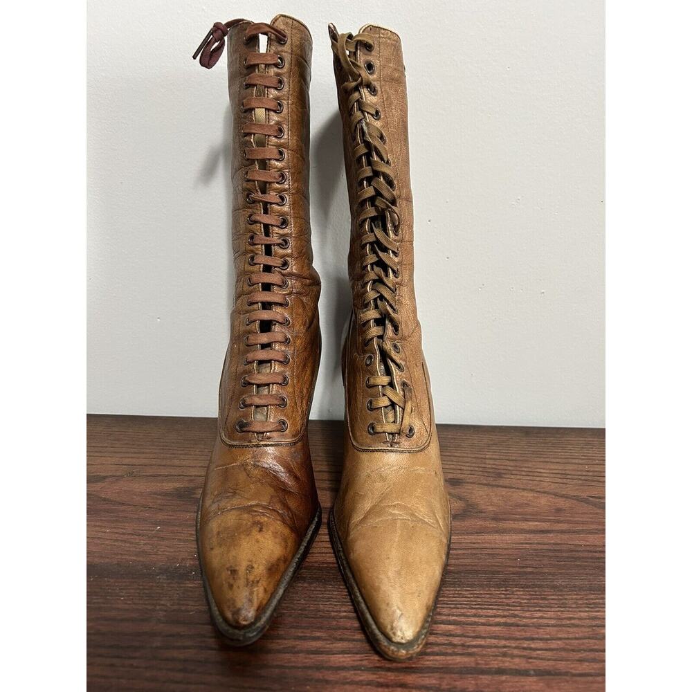 Antique Utz And Dunn brown leather ladies anklet/calf leather boot RARE